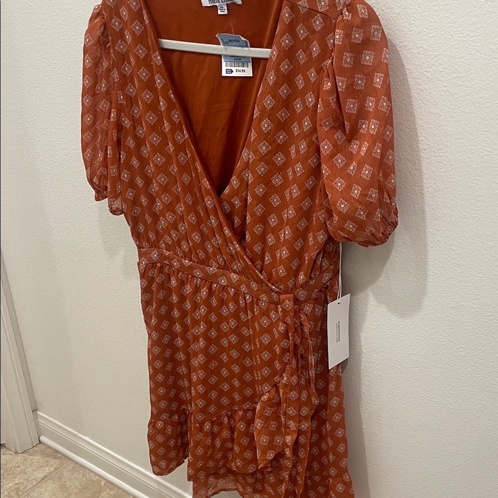 Mimi Chica Terracotta Patterned Mini Dress
